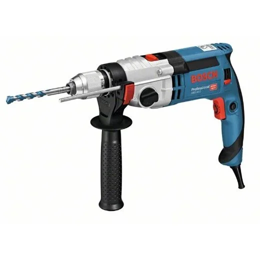 Bosch Professional GSB 24-2 – Taladro percutor (1100 W, 2 velocidades, 3000 rpm, Ø max perforación hormigón 22 mm, set brocas + corona, en maletín)