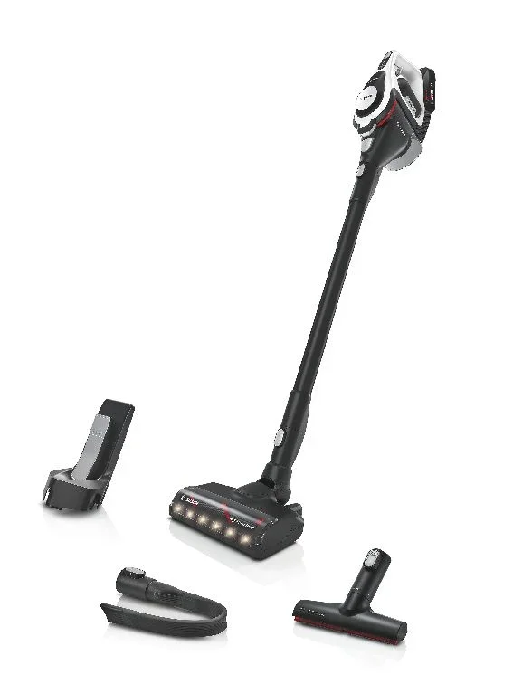 Bosch Serie 8 BKS8214W aspiradora de pie y escoba eléctrica Aspiradora escoba Batería Secar Sin bolsa Negro, Blanco 3 Ah