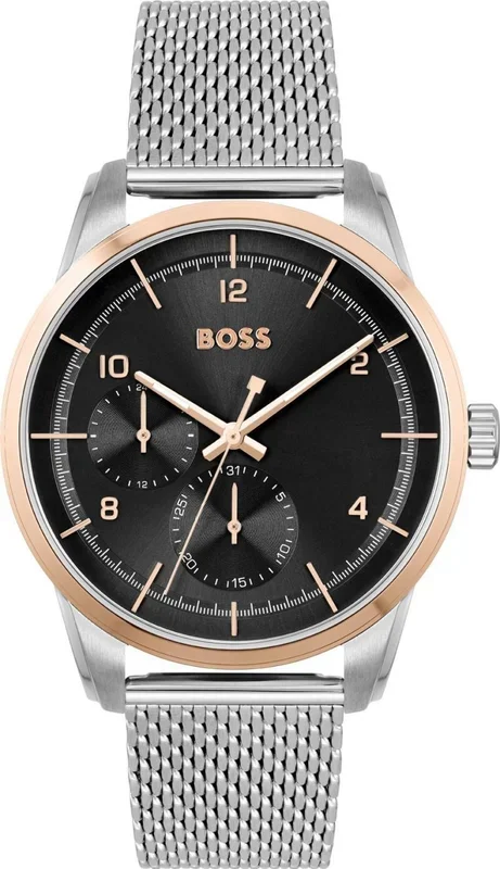 BOSS Reloj Analógico de Cuarzo multifunción para Hombre con Correa de Malla de Acero Inoxidable Plateada – 1513961