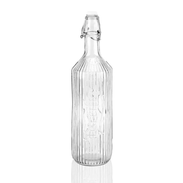 Botella de agua versa transparente vidrio aluminio 1 l 8,1 x 31,5 x 8,1 cm