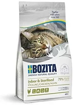 Bozita Indoor & Sterilised – Alimento seco para Gatos Adultos, principalmente en Interiores, 0,4 kg, XXL