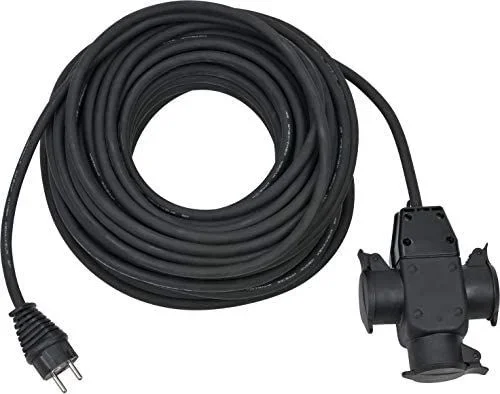Brennenstuhl 1167820301 base múltiple 25 m 3 salidas AC Exterior Negro