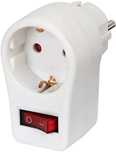 Brennenstuhl enchufe con interruptor para la toma de corriente (adaptador enchufe para 1 tomas de tierra, con mayor protección accidental) blanco