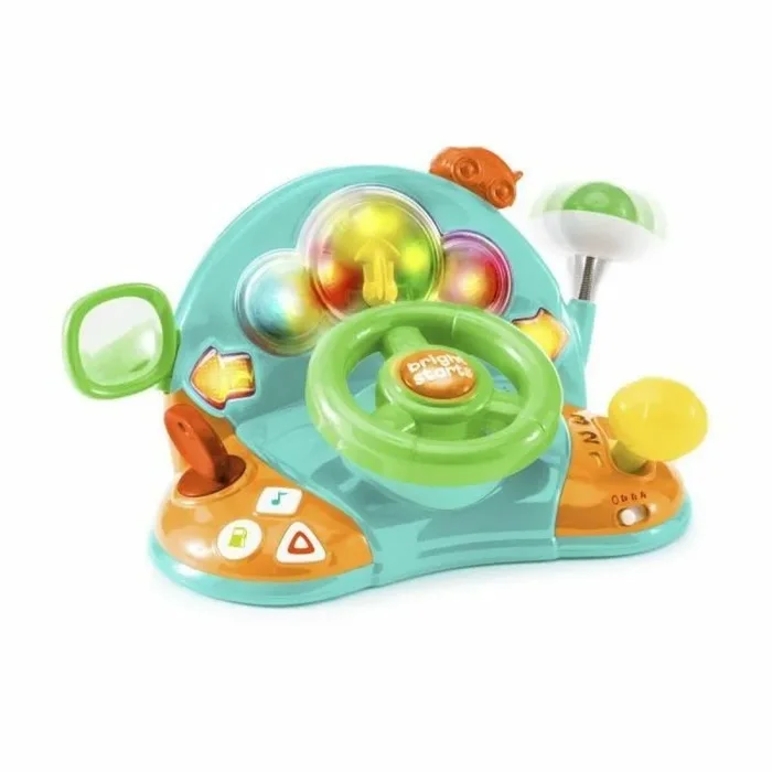 Bright Starts Luces y Colores Volante de Juguete con Sonidos de Coche para Jugar – Verde, a partir de 6 meses