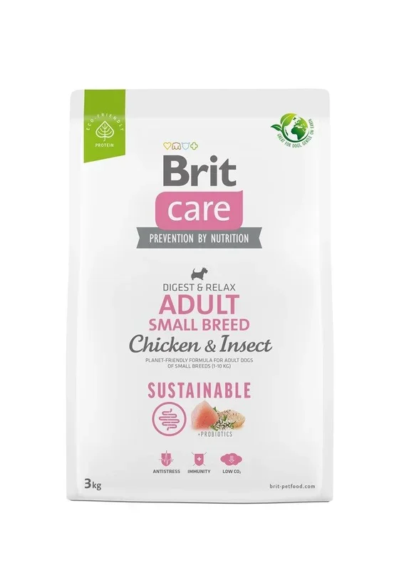 Brit care dog sustainable adult small breed chicken & insect – alimento seco para perros – 3 kg