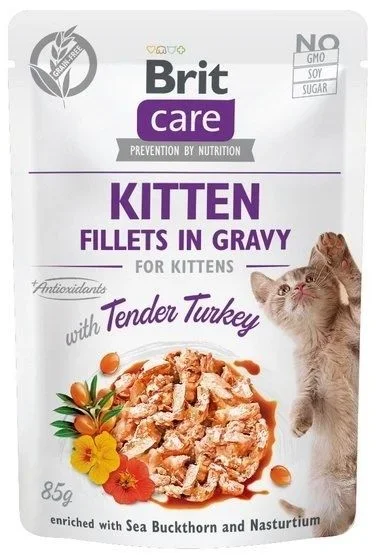 Brit care filetes en salsa filetes de pavo en salsa – comida húmeda para gatitos – 85 g