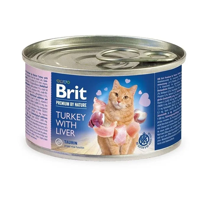 Brit premium by nature comida húmeda para gatos – pavo con hígado 200 g