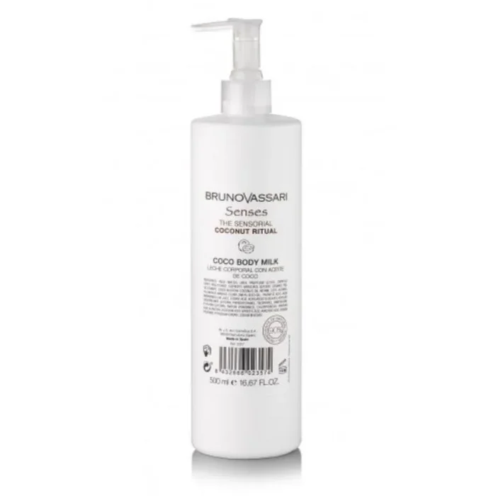 Bruno vassari, senses, coconut oil, hydrating, body milk, 500 ml