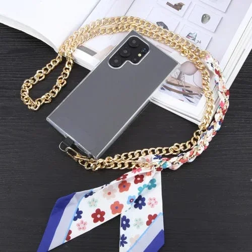 Bufanda de Seda Antipérdida para Teléfono Móvil Cordón Largo (Azul)
