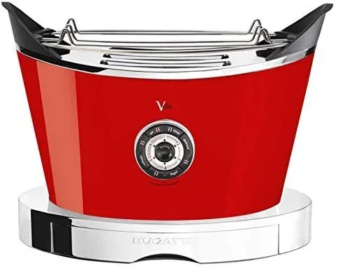 BUGATTI, Volo, Tostador Eléctrico, 4 Funciones, 6 Niveles de Tostado, Diseño Innovador, Cuerpo en Acero Inoxidable, Potencia 930 W, Asas no incluidas, Rojo