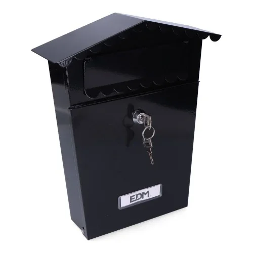Buzon de acero modelo house negro 210 x 60 x 300 mm