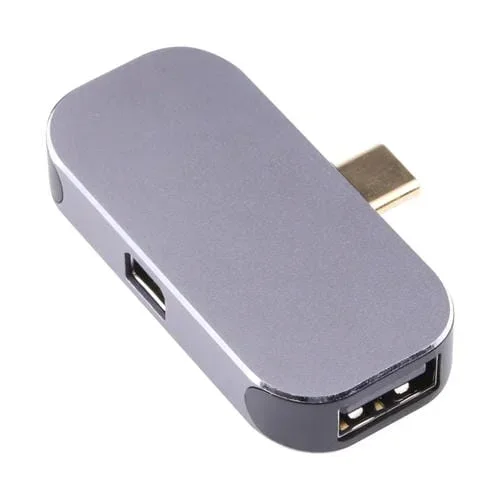 Cable 3 en 1 USB-C / Type-C Macho a Carga USB-C / Type-C + Adaptador Femenino USB + Mini DP