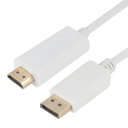Cable Adaptador DisplayPort a HDMI Macho, 1,8 Metros (Blanco)