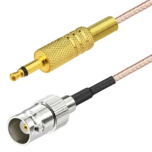 Cable Adaptador Estéreo Audio Coaxial RG316 15 cm Conector BNC Hembra a 3,5 mm Macho