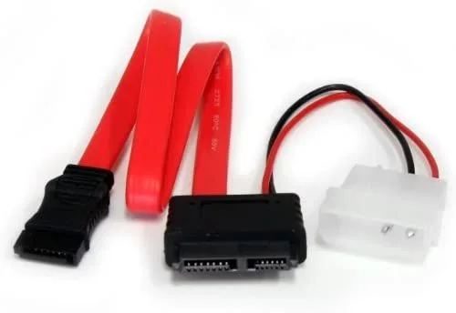 Cable Adaptador SATA de Línea Delgada a SATA con Alimentación LP4 – 12 pulgadas