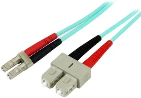 Cable de 2m de Fibra Óptica Multimodo OM3 LC a SC UPC – Full Duplex 50/125µm – para Redes de 100G – LOMMF/VCSEL – Pérdida Baja al Insertar <0.3dB - Cable LSZH