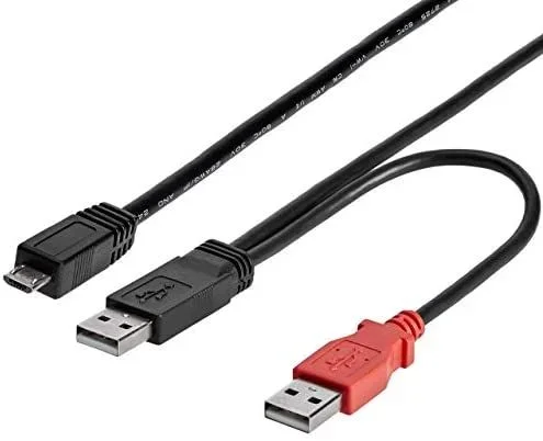 Cable de 91cm USB 2.0 en Y para Discos Duros Externos – Cable Micro B a 2x USB A