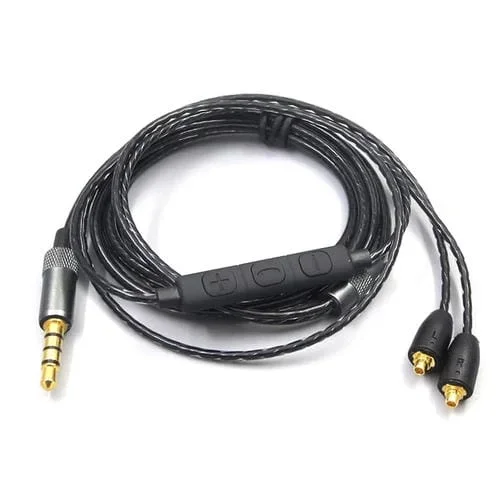 Cable de Ajuste de Volumen para Auriculares Shure MMCX SE215 SE535 SE846 UE900 (Negro) 1,2 m