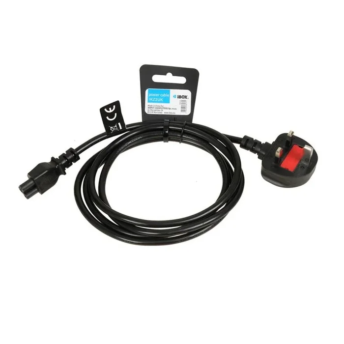 Cable de alimentación ibox para portátiles (trébol) enchufe vde de 1,8 m para el reino unido