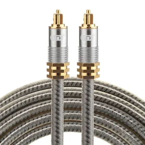 Cable de Audio Óptico Digital EMK YL-A 2M OD8.0mm Chapado en Oro con Cabezal de Metal Toslink Macho a Macho