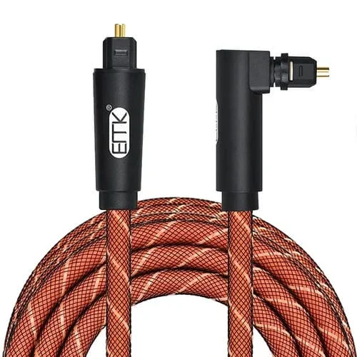 Cable de Audio Óptico Emk 90° Giratorio Ajustable 360° Nylon Tejido 2 m (Naranja)