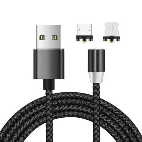 Cable De Carga Trenzado Nailon 2 En 1 USB A 8 Pines y Micro USB (Negro) 1 M