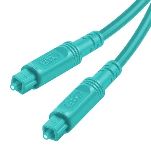 Cable de conexión de fibra óptica de altavoz de audio digital EMK OD4.0mm 5m (Azul Cielo) puerto cuadrado a puerto cuadrado