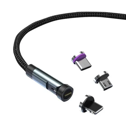 Cable de Datos Cc57 Magnético Giratorio 540 Grados Carga Rápida (Negro)