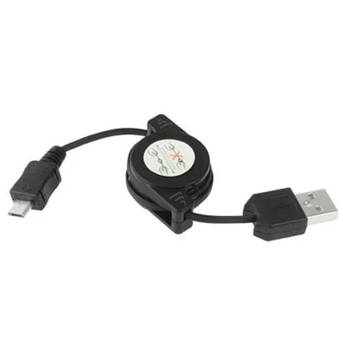Cable De Datos Retráctil USB 2.0 a Micro USB, Longitud 10 cm Extensible a 75 cm (Negro)