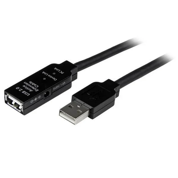 Cable de Extensión Alargador de 20m USB 2.0 Hi Speed Alta Velocidad Activo Amplificado – Macho a Hembra USB A – Negro