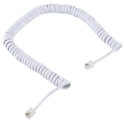Cable de Extensión de Teléfono RJ11 4 Núcleos Macho a Macho con Resorte 3 m (Blanco)