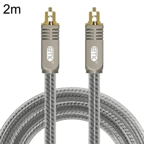 Cable de Fibra Óptica Digital de Audio EMK YL/B Conexión Cuadrado a Cuadrado 2 m (Gris Transparente)