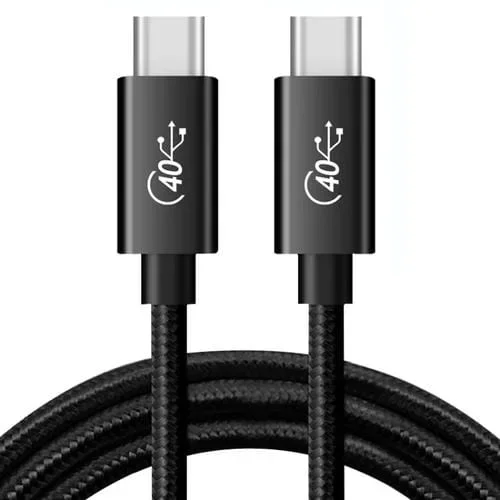 Cable Thunderbolt 4 USB-C 100W PD Tipo-C a USB-C 2M (Malla Negra) Función Completa