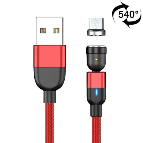 Cable USB A a Micro USB 1M 3A Magnético Giratorio 540° (Rojo)