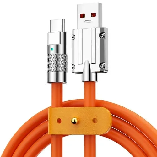 Cable USB A a USB-C Mech Series 6A 120W Carga Rápida Silicona 1,2 m (Naranja)