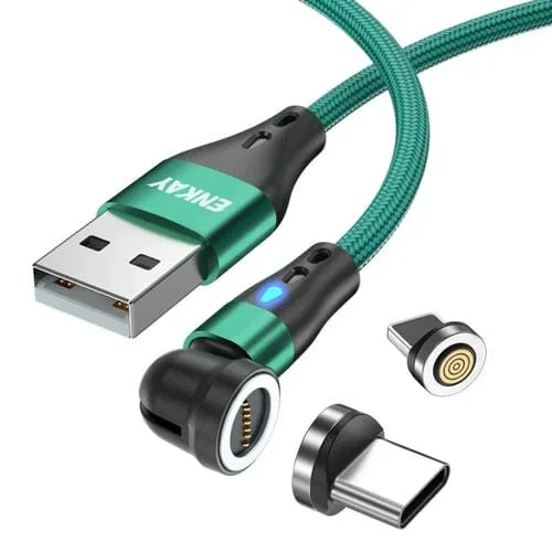 Cable USB A Tipo-C Enkay 3A Carga Rápida Giratorio 540° Magnético 8 Pines (Verde)