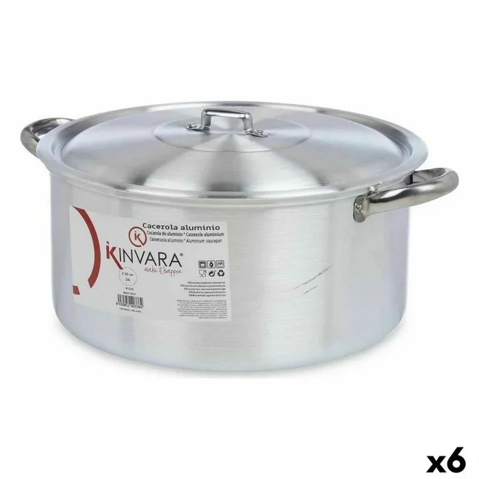 Cacerola con tapa plateado aluminio 10 l (6 unidades)