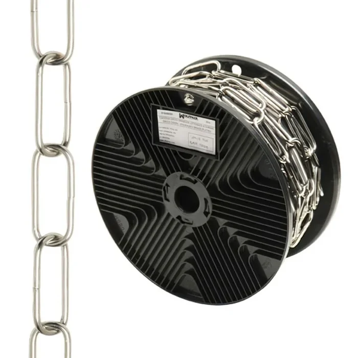 Cadena Decorativa Lisa Plateada 3,4×43 mm. Rollo 20 metros