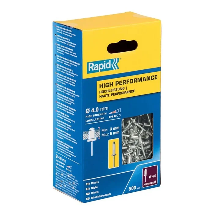 Caja 500 remaches ø4x8mm – alto rendimiento 5001432 rapid