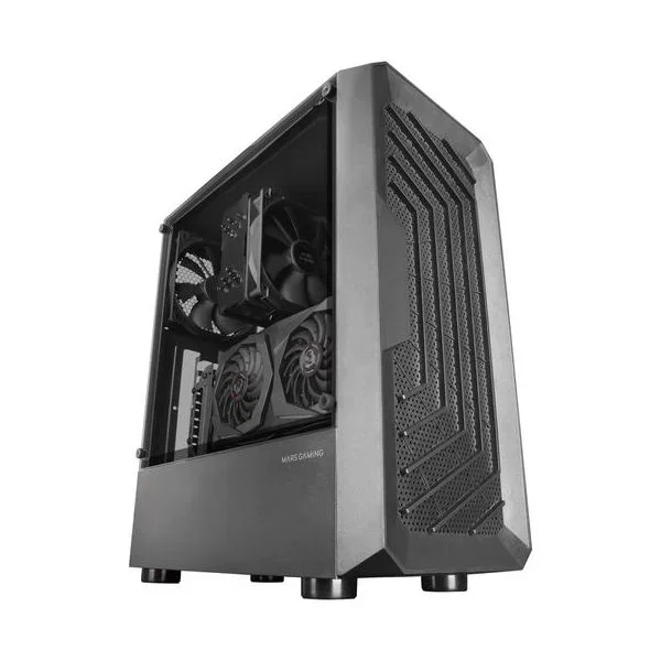Caja atx semitorre mars gaming mc-2000 black frontal mesh ventana lateral camara dual sin fuente de alimentacion