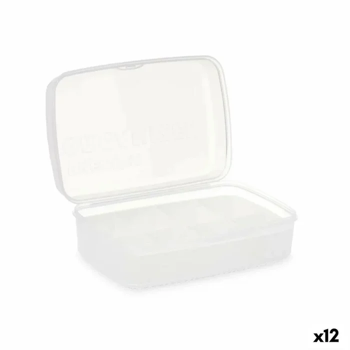 Caja con compartimentos blanco transparente plástico 21,5 x 8,5 x 15 cm (12 unidades)