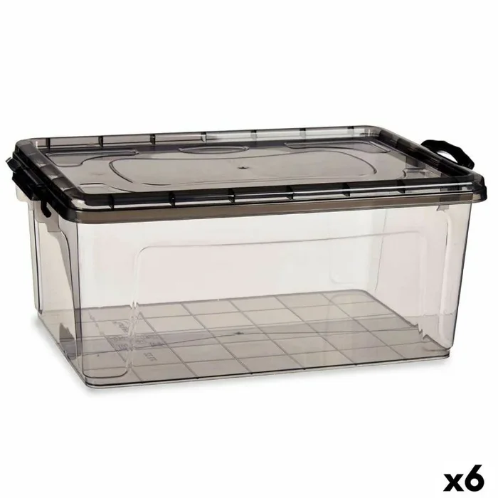 Caja de almacenaje con tapa antracita plástico 22 l 32 x 20,5 x 50 cm (6 unidades)