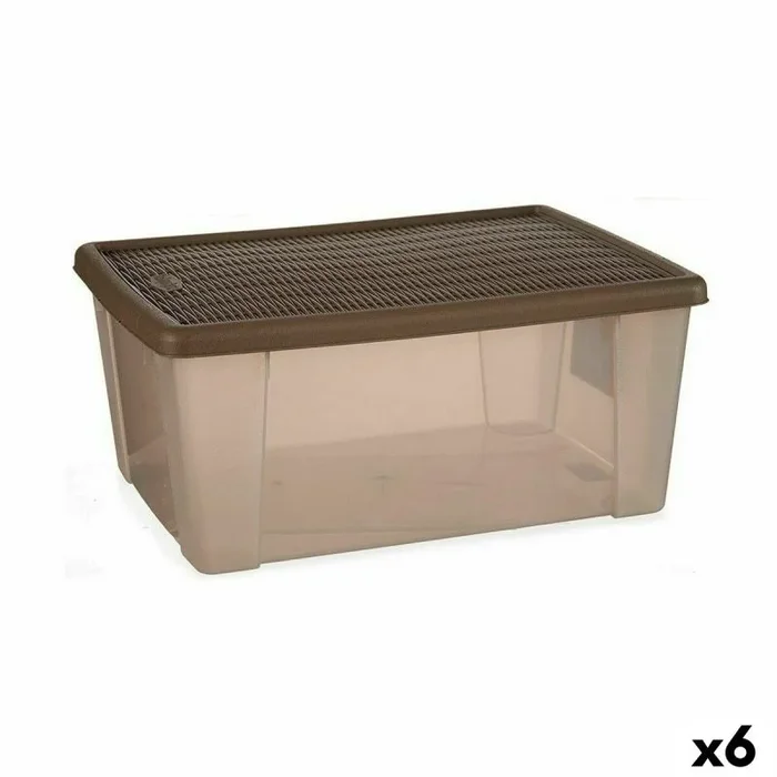 Caja de almacenaje con tapa stefanplast elegance marrón plástico 29 x 17 x 39 cm (6 unidades)