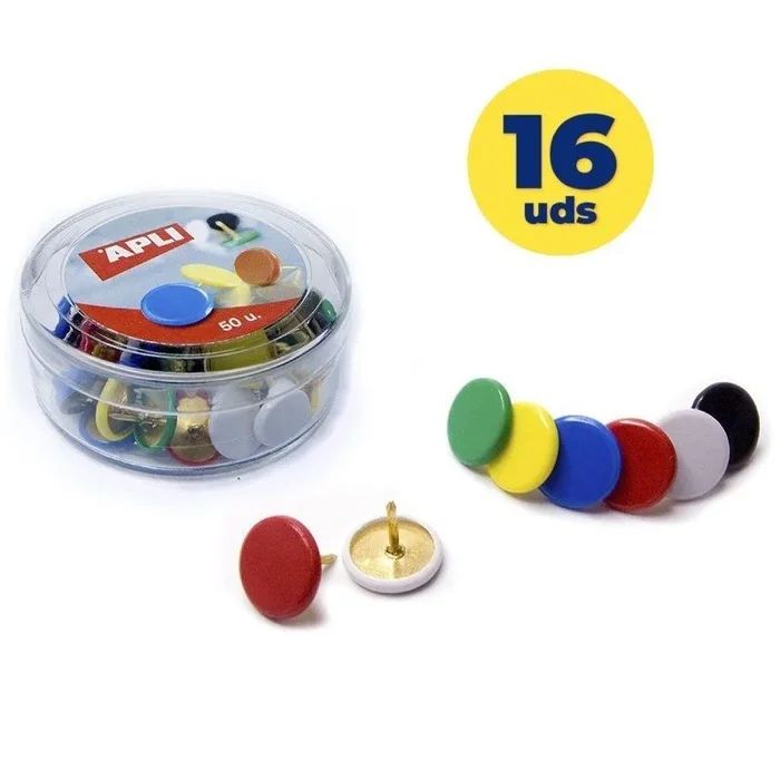 Caja de chinchetas apli 11733/ 16 unidades/ colores surtidos
