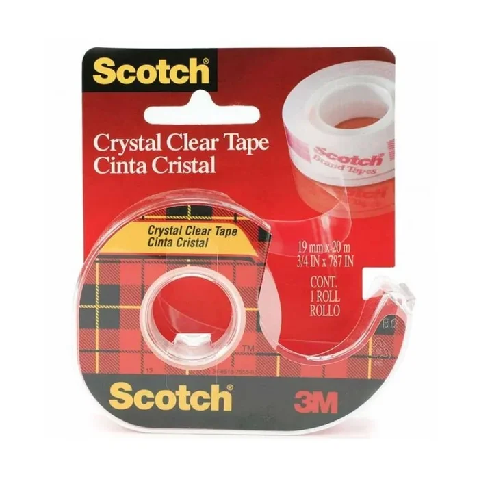 Caja de cinta adhesiva transparente en portarrollos 3m scotch crystal/ 1.2cm x 10m 12 unidades