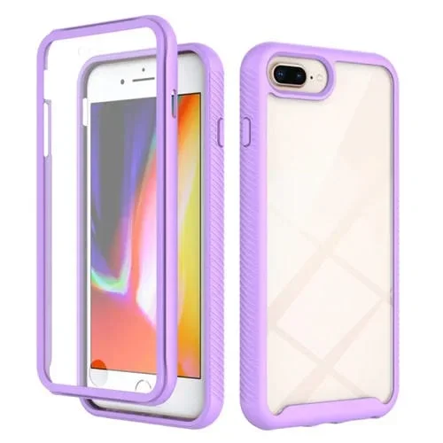 Caja de Color Sólido Starry Color Serie PC + TPU Funda con Película para iPhone 8 Plus / 7 Plus (Púrpura Claro)