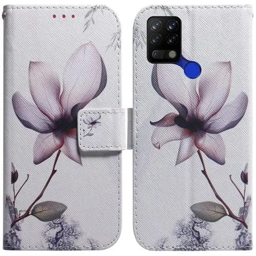 Caja de Cuero para Tecno Pova LD7 con Dibujo Flor de Magnolia (Color)