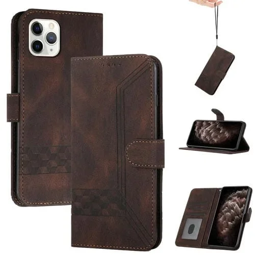 Caja de la Piel Cúbica para iPhone 11 Pro (Brown)
