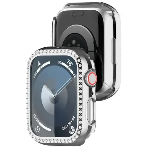 Caja de Reloj para Apple Watch Series 8 PC con Hueco de Diamante 41mm (Plateado)