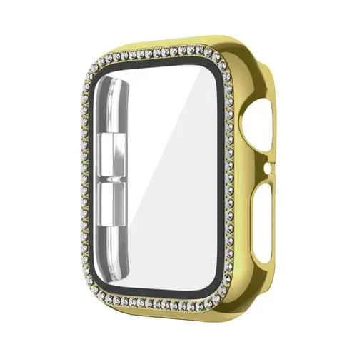 Caja de Reloj para Apple Watch Series 9/8/7 41mm PC con Diamantes Chapados (Dorado)